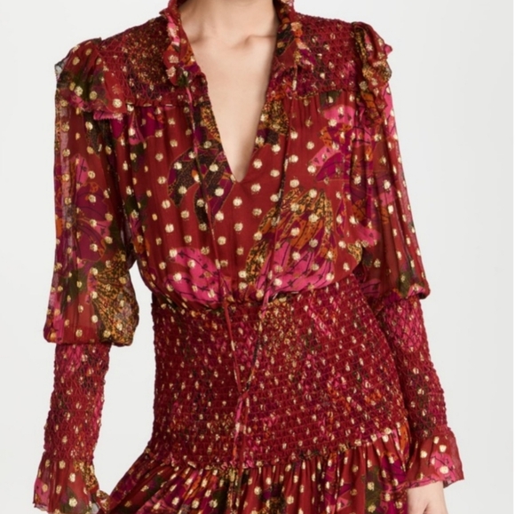 Farm Rio Bannana Flowers Smocked Mini Dress Size Small - Picture 4 of 16